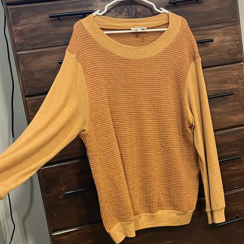 Waffle knit burnt orange top